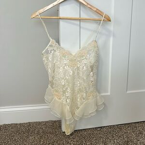 Victoria’s Secret Gold Label Sexy White Wedding Lace Teddy Beads Nightie NWT